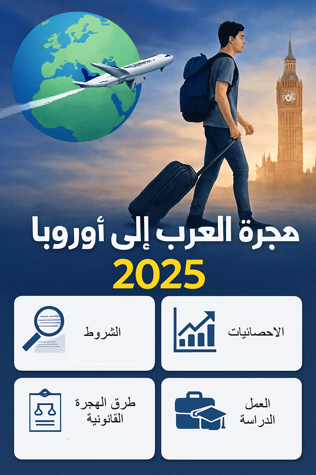 هجرة العرب إلى أوروبا 2025: الشروط، الإحصائيات، طرق الهجرة القانونية، والعمل والدراسة